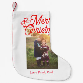 Meia De Natal Pequena Feliz Natal crianças arcos vermelhas foto elegante