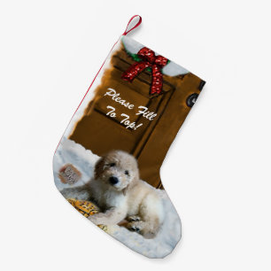 Meia De Natal Pequena Feliz Natal de Goldendoodle