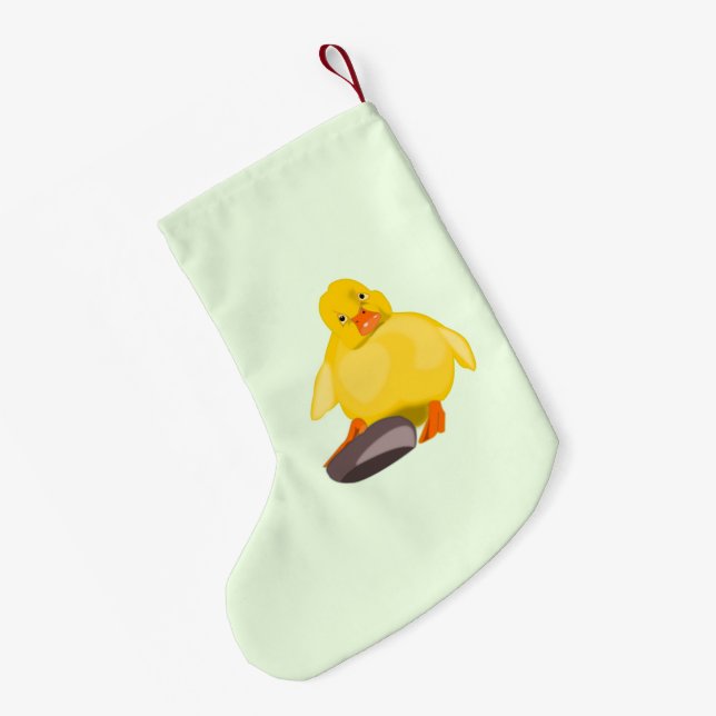 Meia De Natal Pequena Feliz Natal de Pato Amarelo Personalizável (Verso (Pendurada))