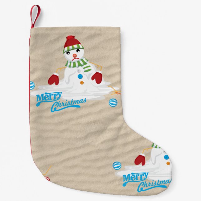 Meia De Natal Pequena feliz natal derretendo boneco de neve (Frente)