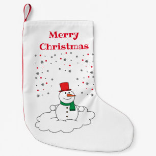 Meia De Natal Pequena Feliz Natal Família Snowman Snowflakes Branco