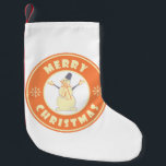 Meia De Natal Pequena Feliz Natal Feliz Snowman famoso estilo de café<br><div class="desc">Logotipo famoso no estilo do café com a tipografia Feliz de Natal</div>