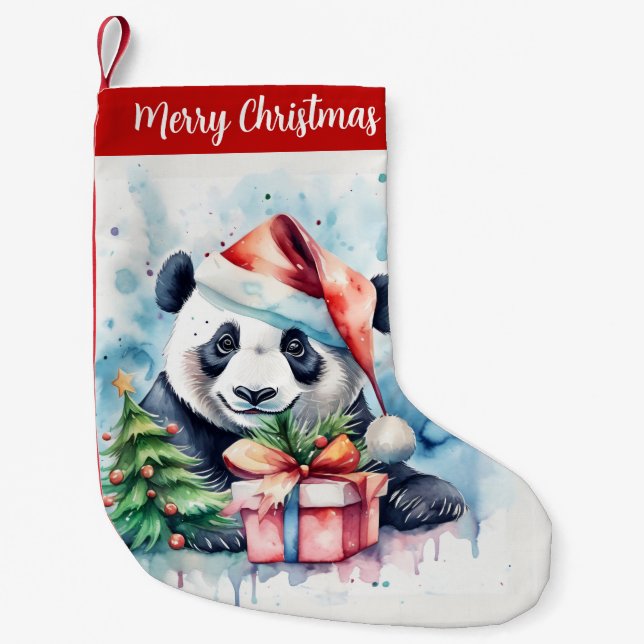 Meia De Natal Pequena Feliz Natal - Festivo Panda - (Frente)