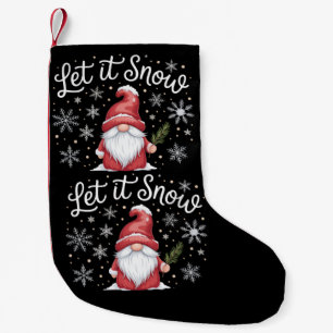 Meia De Natal Pequena Feliz Natal Gnomo Fofo Deixe Nevar Inverno