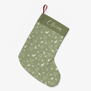 Meia De Natal Pequena Feliz Natal Minimalista Verde