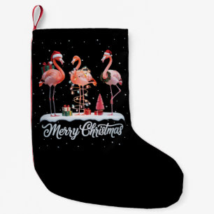 Meia De Natal Pequena Feliz Natal Papai Noel Flamingo Luz Neve Natal
