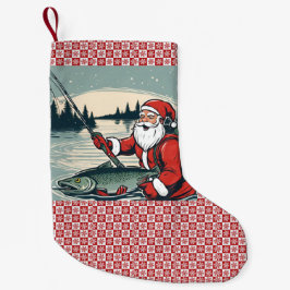 Meia De Natal Pequena Feliz Natal Papai Noel Pesca Peixes de Pescaria