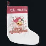 Meia De Natal Pequena Feliz Natal Papais noeis de Tipografia Retro Rosa<br><div class="desc">Feliz Natal,  tipografia retrógrada rosa com um Pai Natal com um chapéu cor-de-rosa.</div>