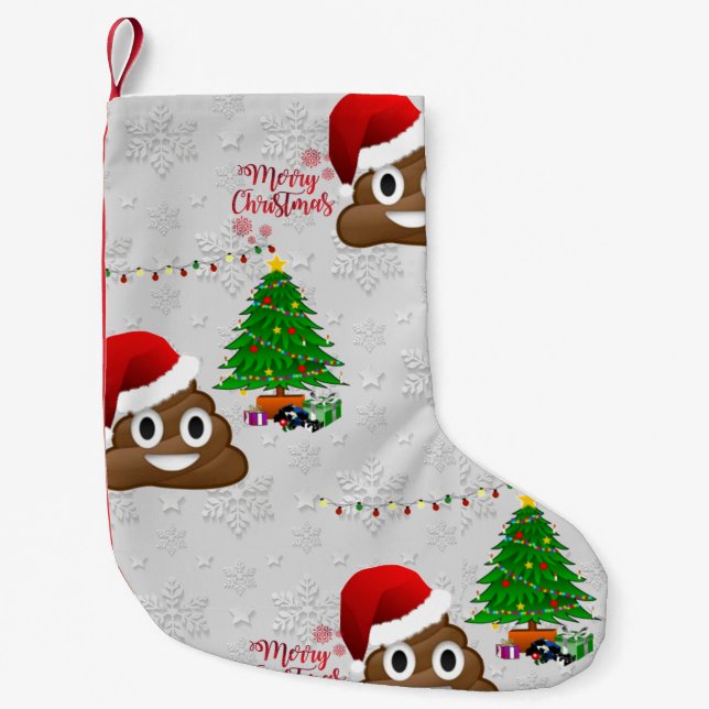 Meia De Natal Pequena feliz natal poo emoji stocking (Frente)
