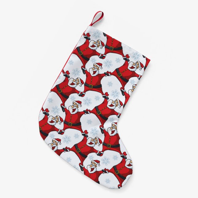 Meia De Natal Pequena Feliz Papai Noel (Frente (Pendurada))