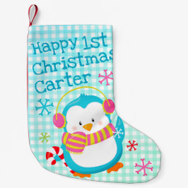 Meia De Natal Pequena Feliz Pinguim Moderno, rua de Natal