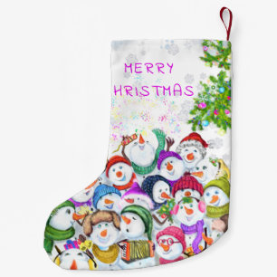 Meia De Natal Pequena Feliz Snowmans Feliz Festa de Natal Engraçado Des