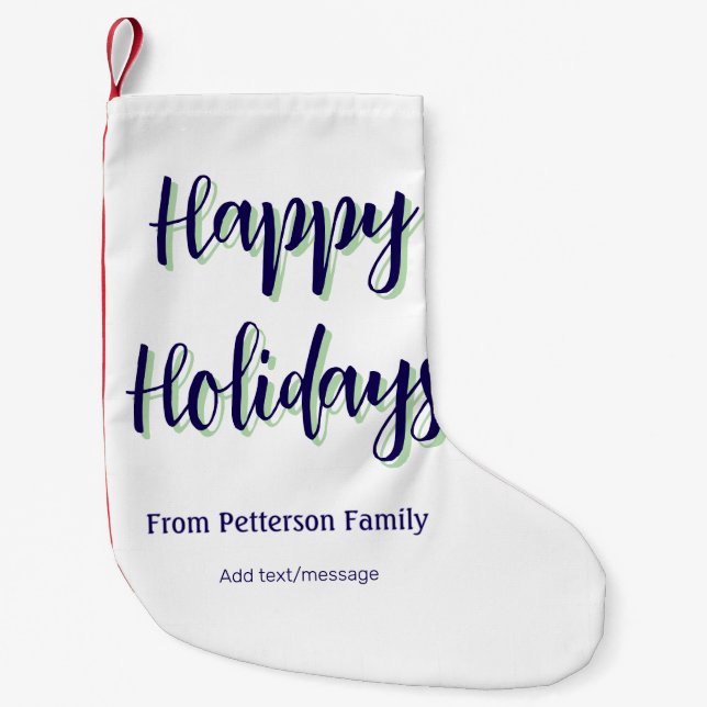 Meia De Natal Pequena Felizes feriados azuis na moda (Frente)