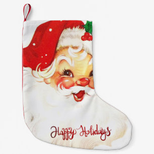 Meia De Natal Pequena Felizes Festas, Papai Noel Retro