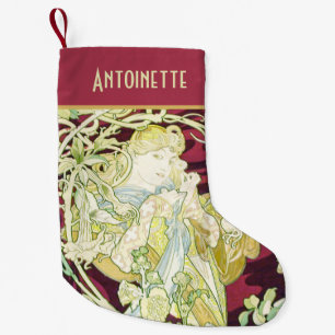 Meia De Natal Pequena Femme à marguerite - Mucha - repro do painel têx