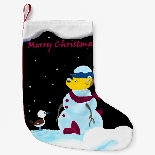 Meia De Natal Pequena Ferald: O Ferret da Neve (Frente)