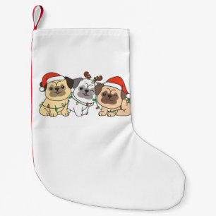 Meia De Natal Pequena Feriado de Cães de Natal Pug Cute