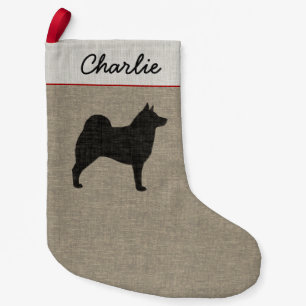 Meia De Natal Pequena Feriado de Elkie da silhueta do cão de Elkhound d