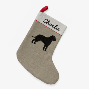 Meia De Natal Pequena Feriado de linho do falso da silhueta do cão de