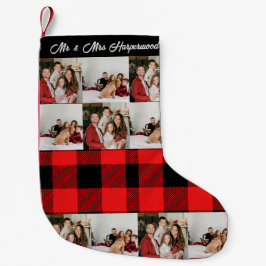 Meia De Natal Pequena Feriado de Natal da Xadrez Vermelha Elegante