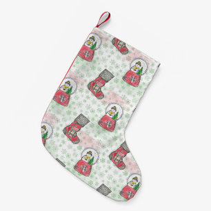 Meia De Natal Pequena Feriado de Natal do Watercolor Snowman