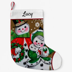 Meia De Natal Pequena Feriado de Vintage Snowman Feliz Natal