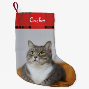 Meia De Natal Pequena Feriado do Flannel Vermelho de Pet Cat Personaliza