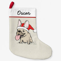 Feriado engraçado de Frenchie do cão do papai noel