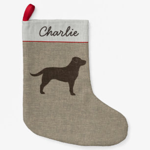 Meia De Natal Pequena Feriado feito sob encomenda do cão da silhueta de
