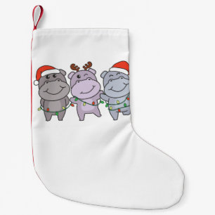 Meia De Natal Pequena Feriado Hippo de Hippo de Animais de Natal Cute Hi