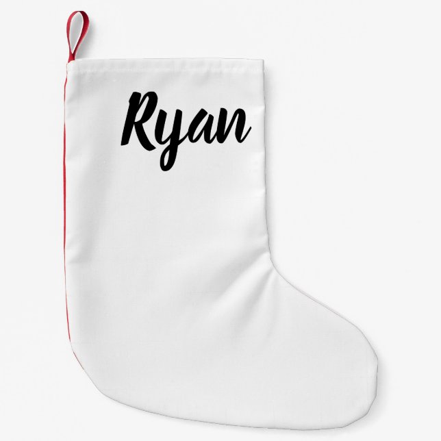 Meia De Natal Pequena Feriado Ryan de estoque branco vermelho do Natal (Frente)