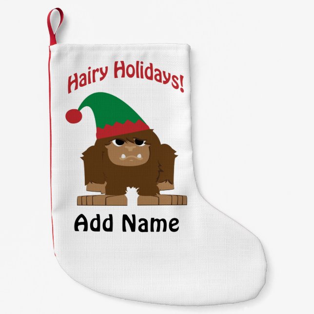 Meia De Natal Pequena Feriados de Leite! Sasquatch de Natal (Frente)