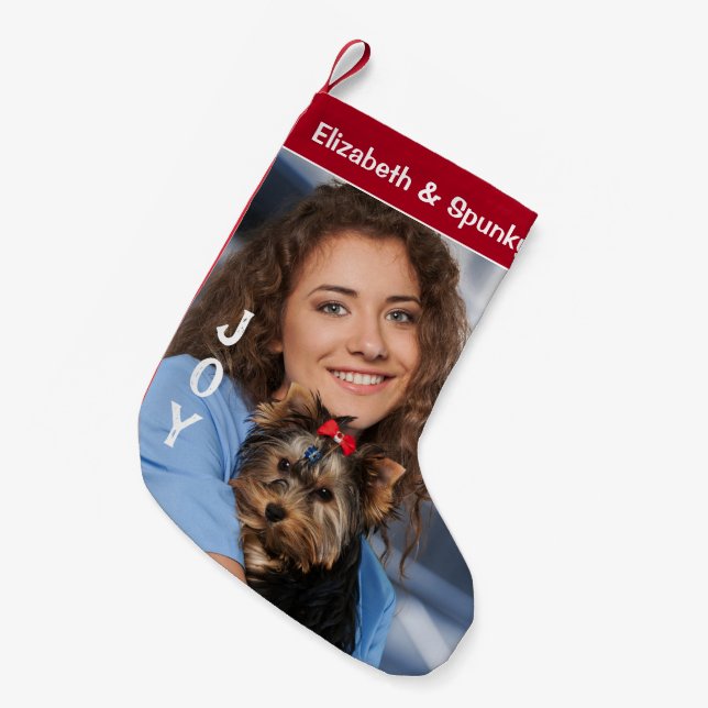 Meia De Natal Pequena Feriados em Animais de Pet Puppy Dog Personalizam (Frente (Pendurada))