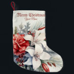 Meia De Natal Pequena Férias Vermelhas Brancas de Natal Elegantes<br><div class="desc">Férias Vermelhas Brancas de Natal Férias Elegantes Pequenas Férias de Natal. Único,  bonito,  na moda design. Fácil de ser personalizado. O estilo,  o tamanho e as cores da fonte podem ser alterados. Itens correspondentes estão disponíveis.</div>