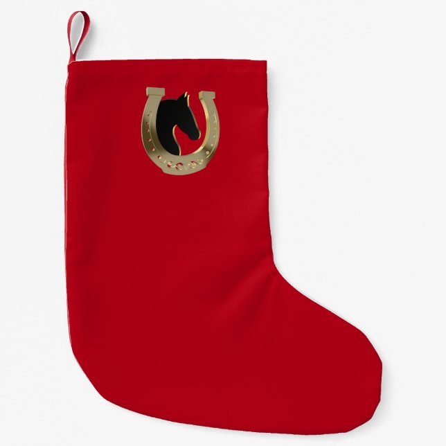 Meia De Natal Pequena Ferradura dourada (Frente)
