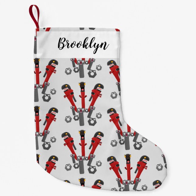 Meia De Natal Pequena Ferramentas engraçadas de monstro de wrench (Frente)