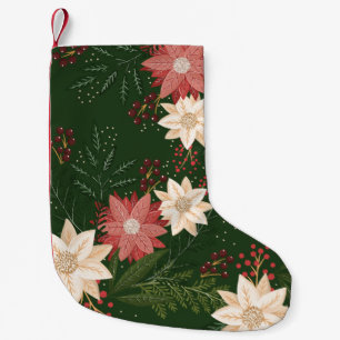 Meia De Natal Pequena Festa de Poinsettia Verde Festiva Vermelha Amarela