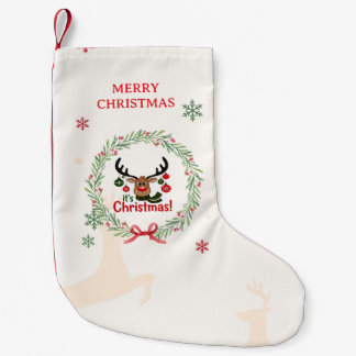 Meia De Natal Pequena Festive Reindeer Kid’s Stocking
