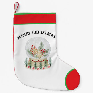 Meia De Natal Pequena Festive Snow Globe Christmas Stocking