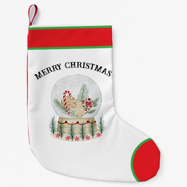 Meia De Natal Pequena Festive Snow Globe Christmas Stocking (Frente)