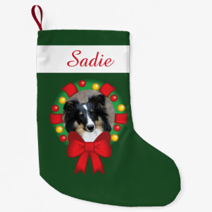Meia De Natal Pequena Festivo, Foto E Nome Personalizados