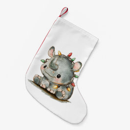 Meia De Natal Pequena Festivo Rhino