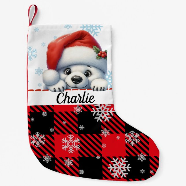 Meia De Natal Pequena Festivo Snowbear - Balança de Natal (Frente)