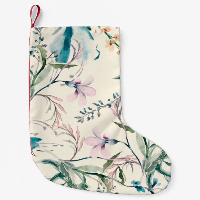Meia De Natal Pequena Field Flowers Seamless Pattern (Frente)