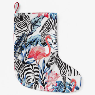 Meia De Natal Pequena Fláir Tropical: Paraíso Flamingo Zebra