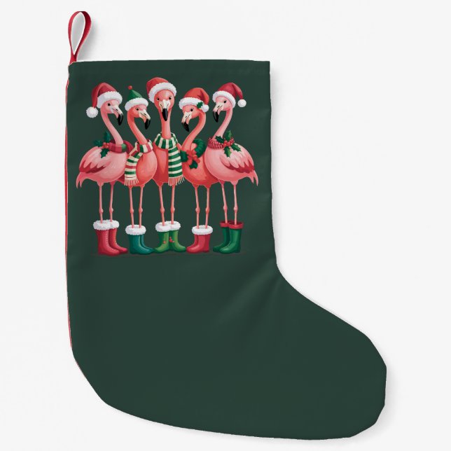Meia De Natal Pequena Flamingo Lover Gift Natal Feliz Natal (Frente)