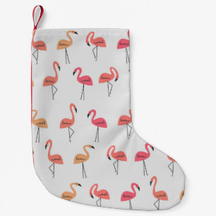Meia De Natal Pequena Flamingo Pattern - Design tropical de fundo