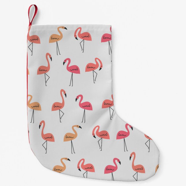 Meia De Natal Pequena Flamingo Pattern - Design tropical de fundo (Frente)