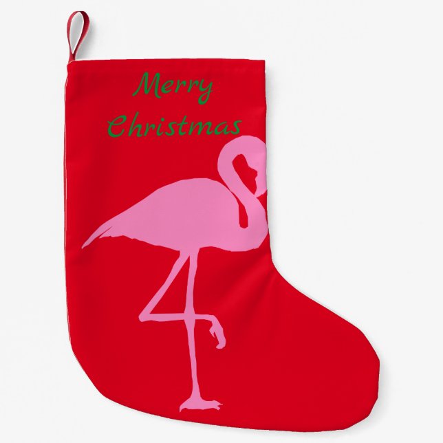 Meia De Natal Pequena Flamingo Thunder_Cove rosa (Frente)