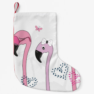 Meia De Natal Pequena Flamingo vestindo óculos de sol e chapéu no ver